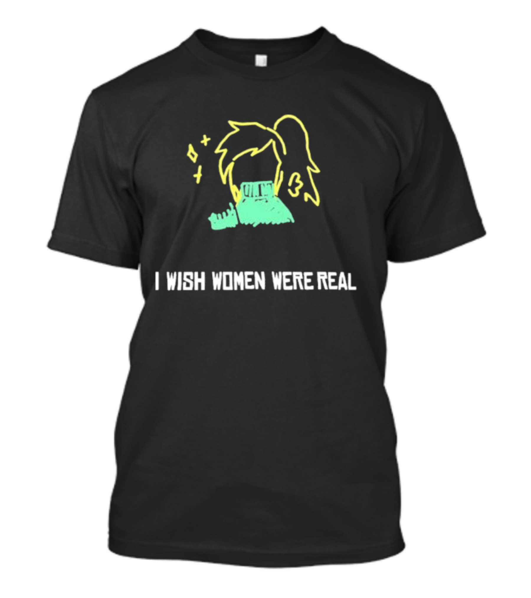 I Wish Women Were Real Neon Anime Style Pixel Art Dream T-Shirt