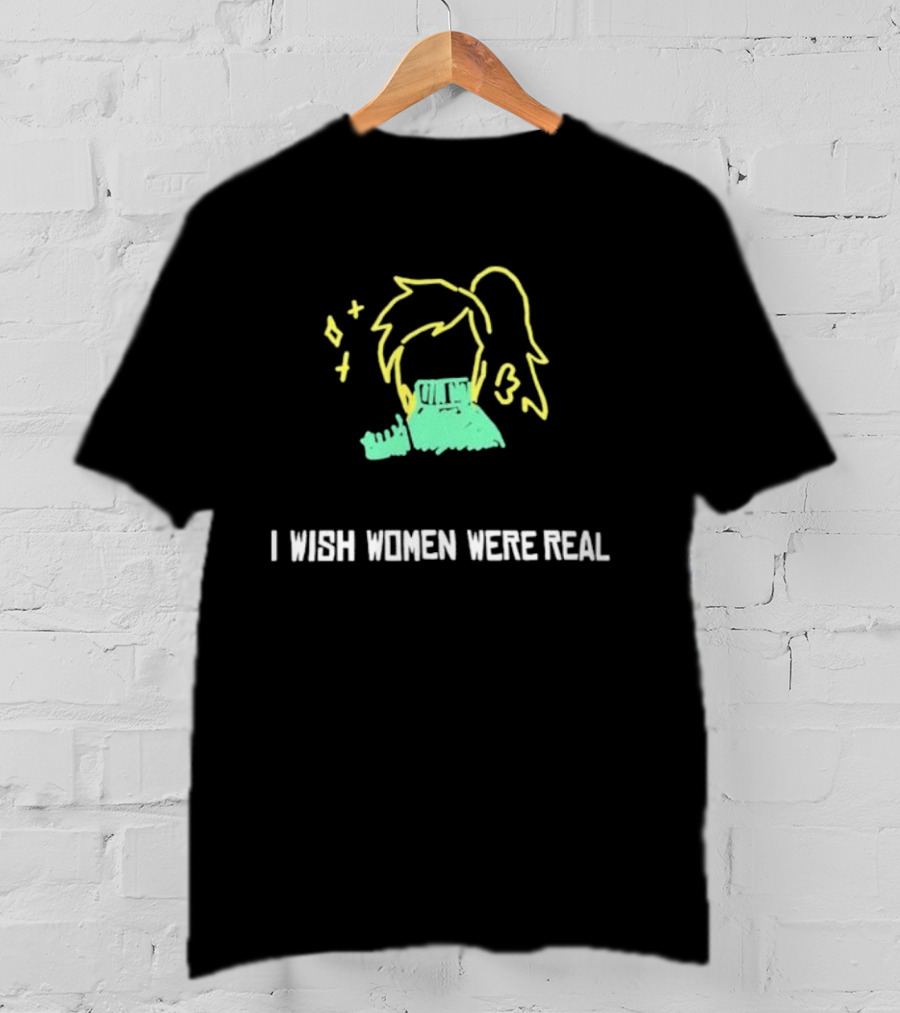 I Wish Women Were Real Neon Anime Style Pixel Art Dream T-Shirt