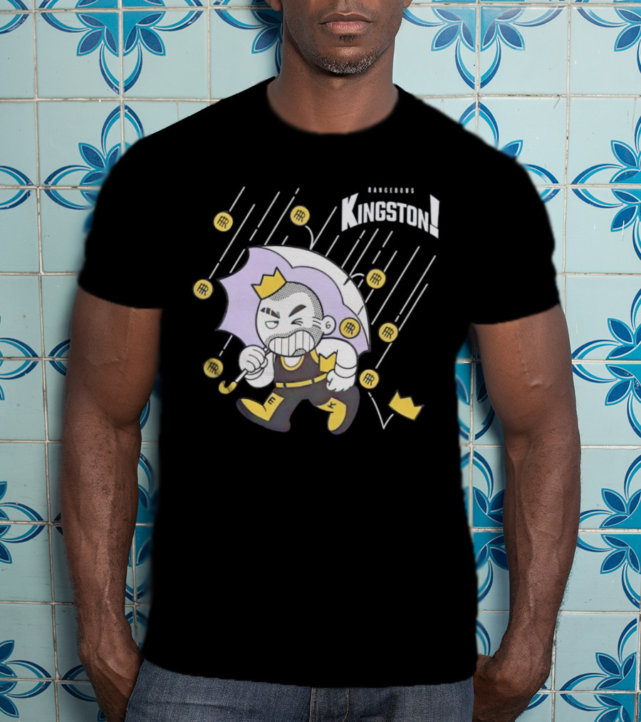 Dangerous Kingston Graphic With Umbrella And Crown Motif T-Shirt