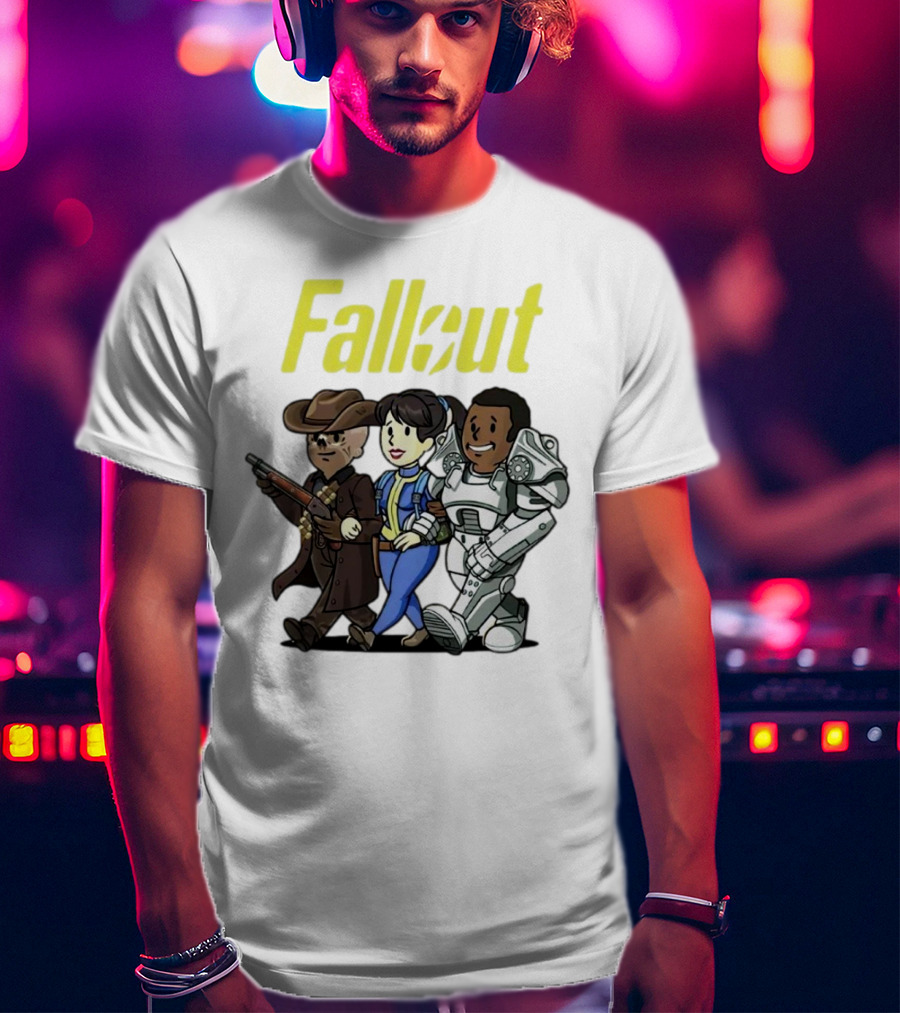 Fallout Cartoon Trio Vault Dweller Adventurers T-Shirt