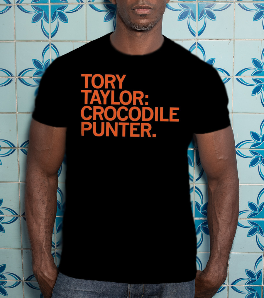 Tory Taylor Crocodile Punter Football Sports Fan Black T-Shirt