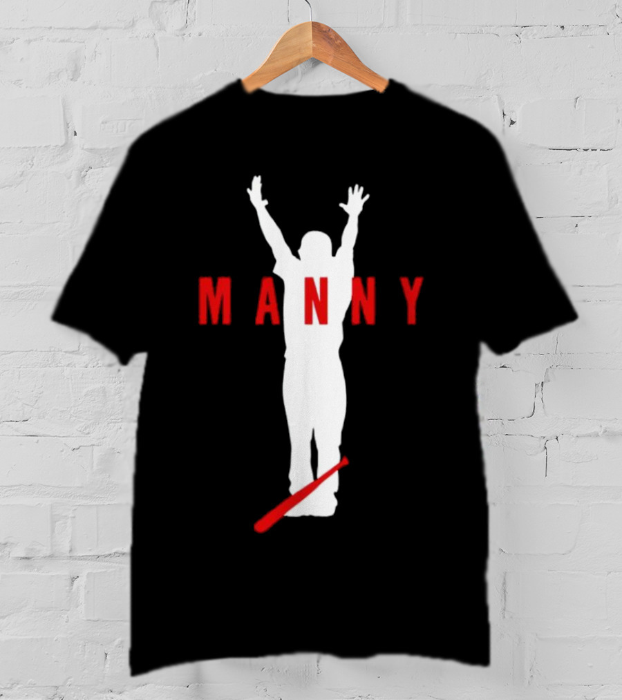 Manny Baseball Bat Silhouette With Raised Arms T-Shirt