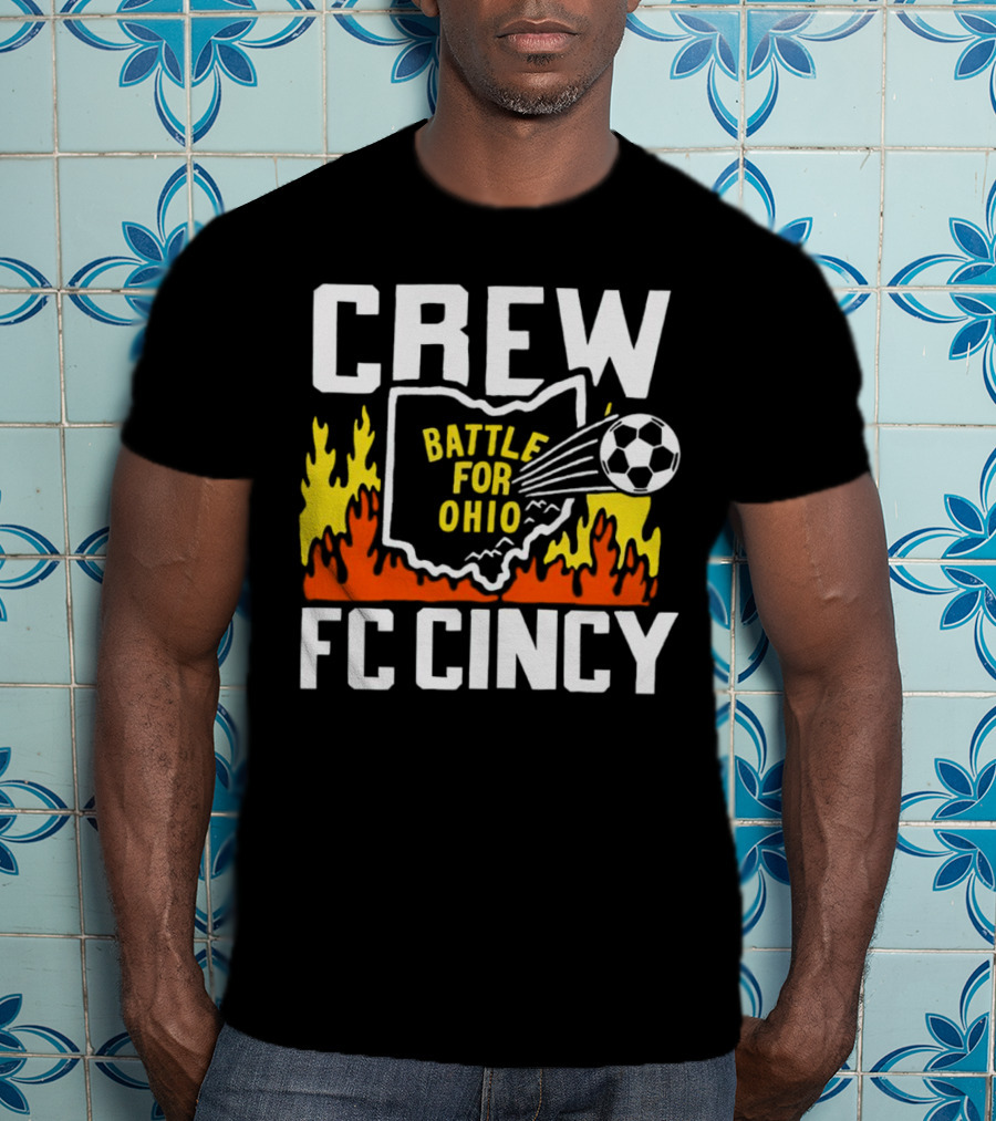 CREW Battle For Ohio FC Cincy Soccer Rivalry Flame Soccer Ball T-Shirt