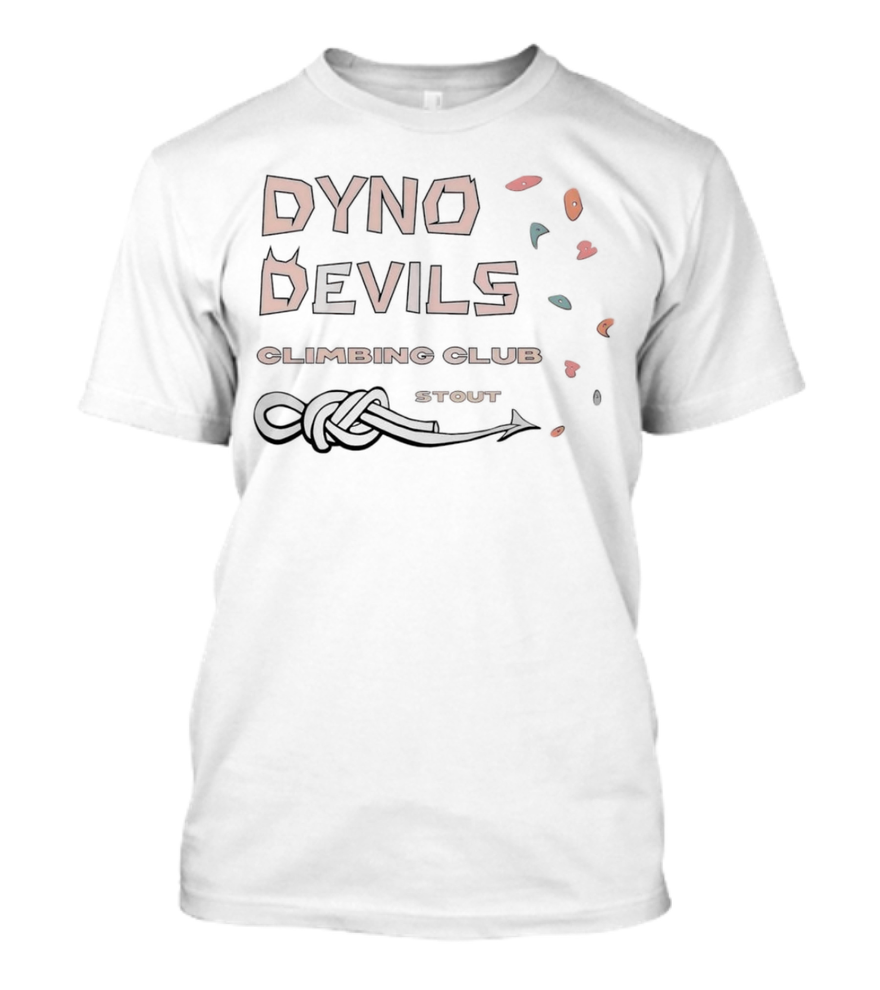 Dyno Devils Climbing Club Stout Rock Holds And Knot T-Shirt