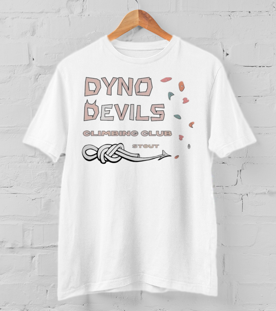 Dyno Devils Climbing Club Stout Rock Holds And Knot T-Shirt