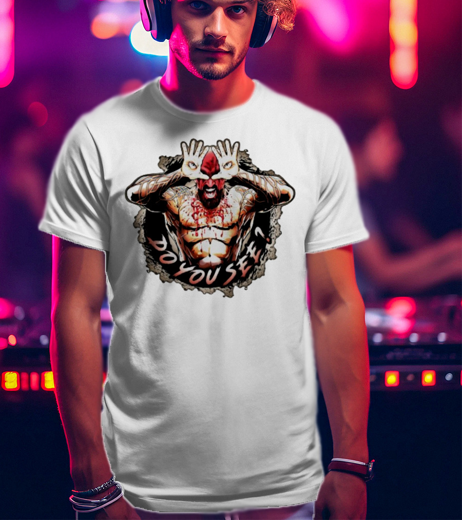 Franky The Mobster FTM Do You See Tattooed Figure With Hands Forming Eye Mask T-Shirt