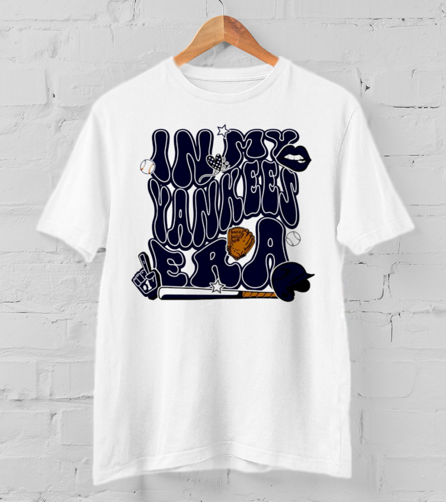 In My Yankees Era Baseball Bat MLB Baseball Lips Glove Yankees Era T-Shirt