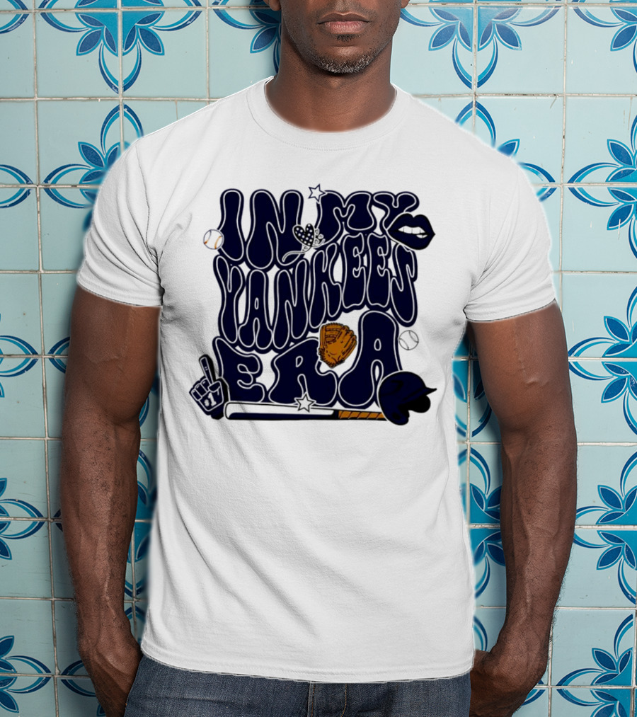 In My Yankees Era Baseball Bat MLB Baseball Lips Glove Yankees Era T-Shirt