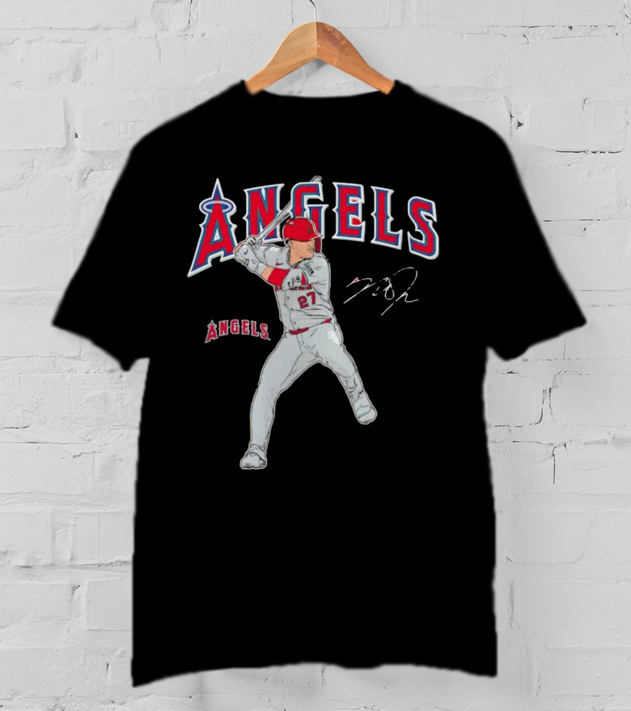 Mike Trout 27 Los Angeles Angels Swing Signature T-Shirt
