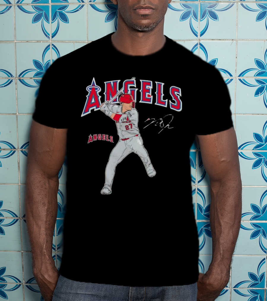 Mike Trout 27 Los Angeles Angels Swing Signature T-Shirt