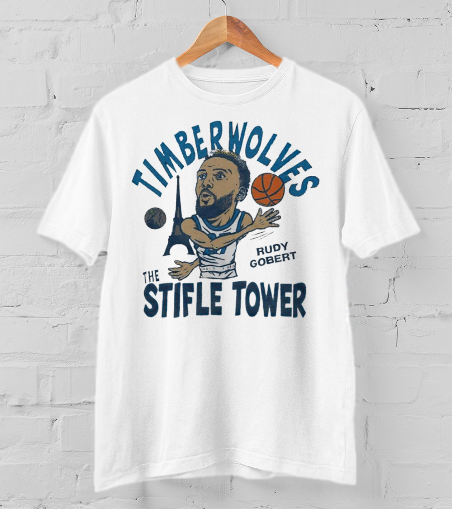 Timberwolves Rudy Gobert The Stifle Tower Basketball Player With Eiffel Tower And Basketball T-Shirt