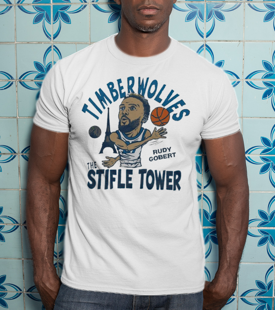 Timberwolves Rudy Gobert The Stifle Tower Basketball Player With Eiffel Tower And Basketball T-Shirt