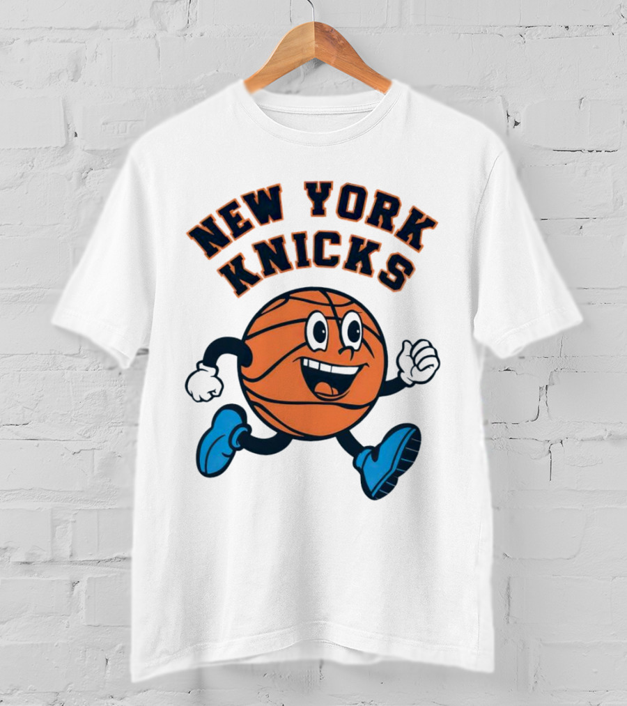 New York Knicks Basketball Running Ball Cartoon Face T-Shirt