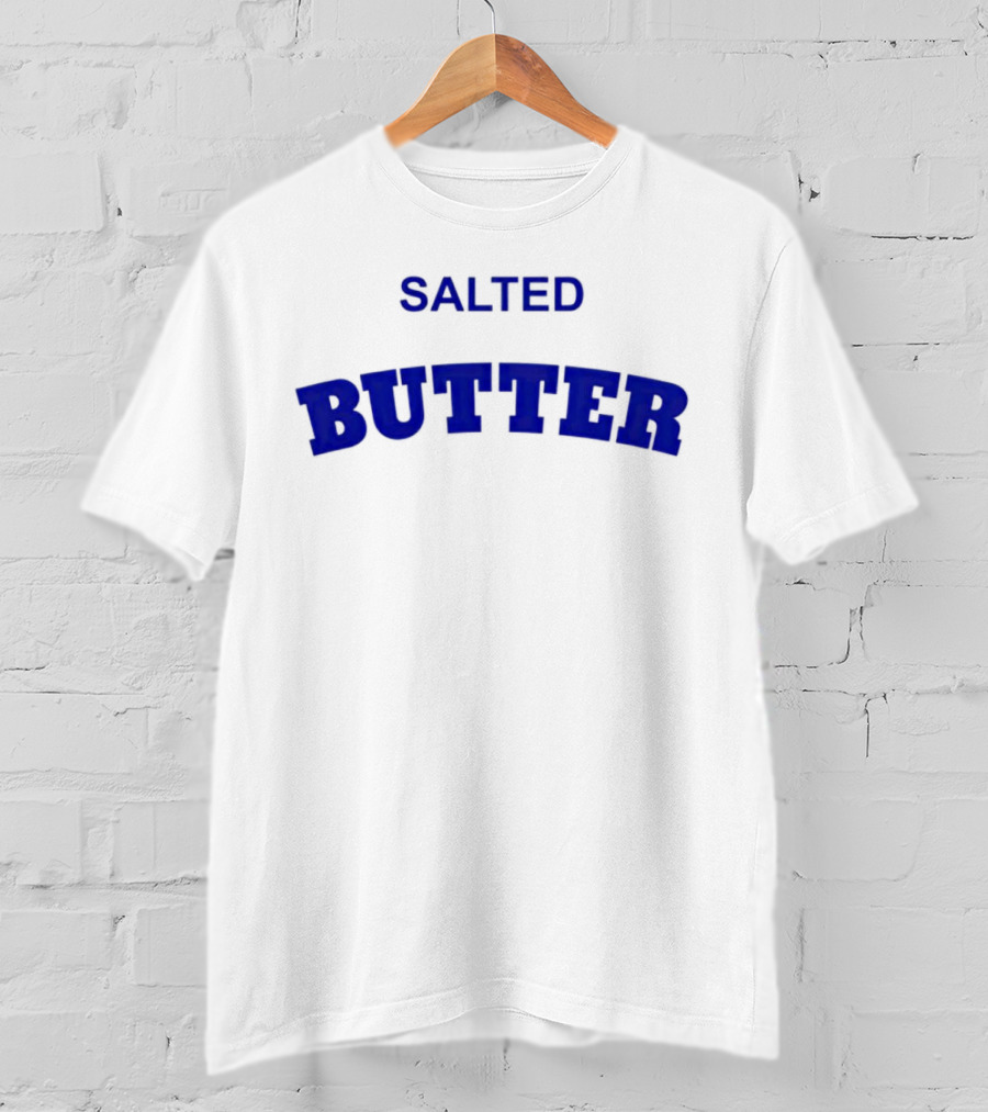 Salted Butter Bold Blue Arched Text T-Shirt