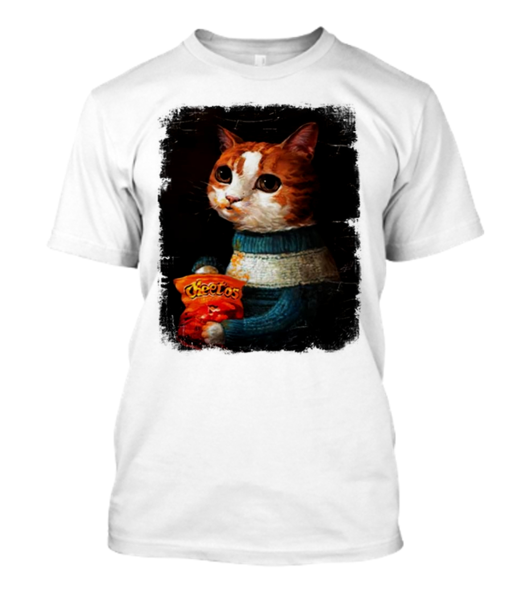 Cheetos Cat Holding Bag In T-Shirt