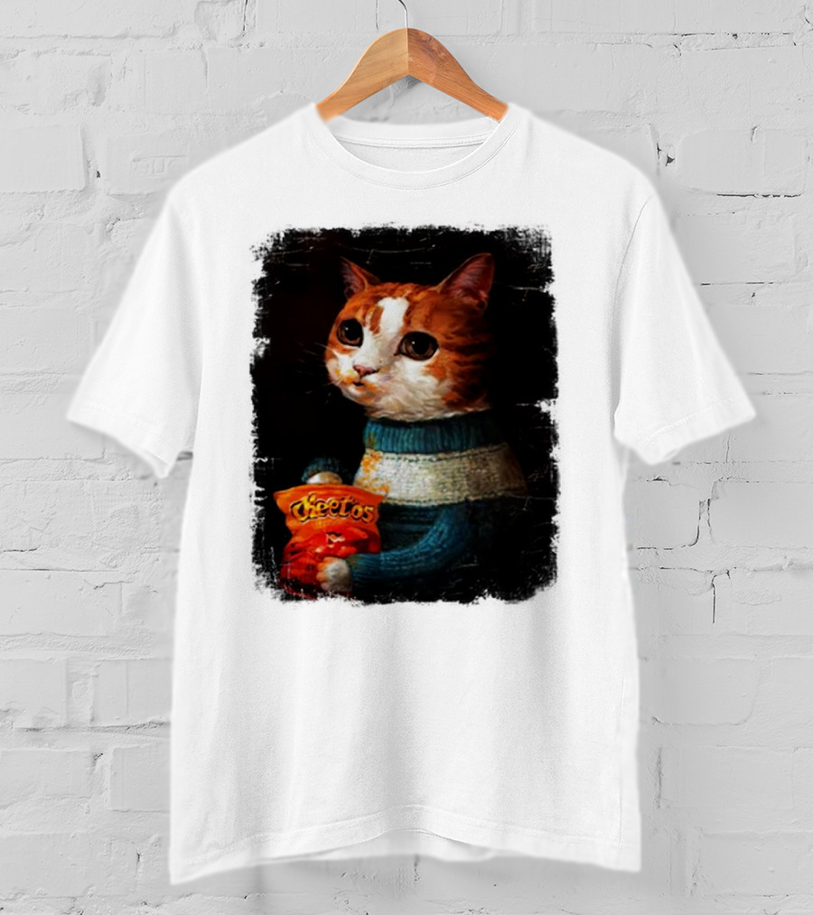 Cheetos Cat Holding Bag In T-Shirt