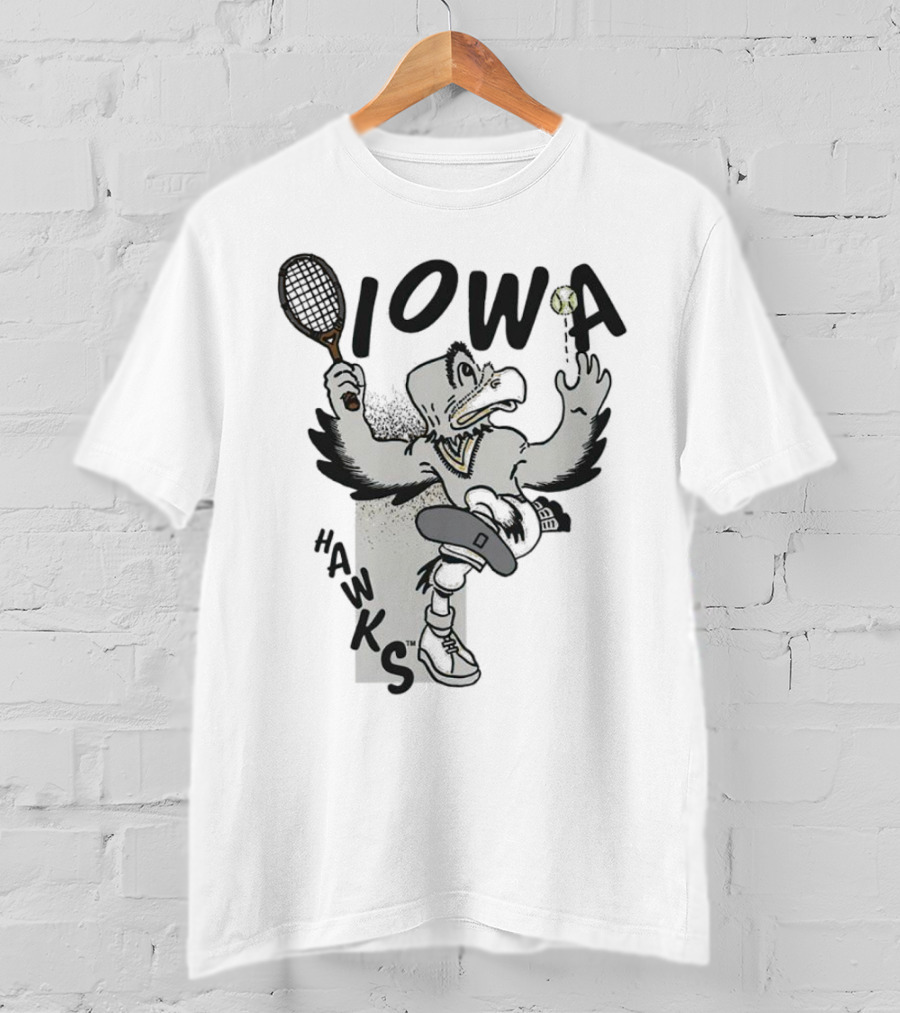 Iowa Hawkeyes Tennis Hawk Vintage Sports Mascot T-Shirt