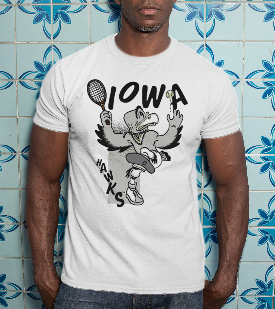 Iowa Hawkeyes Tennis Hawk Vintage Sports Mascot T-Shirt