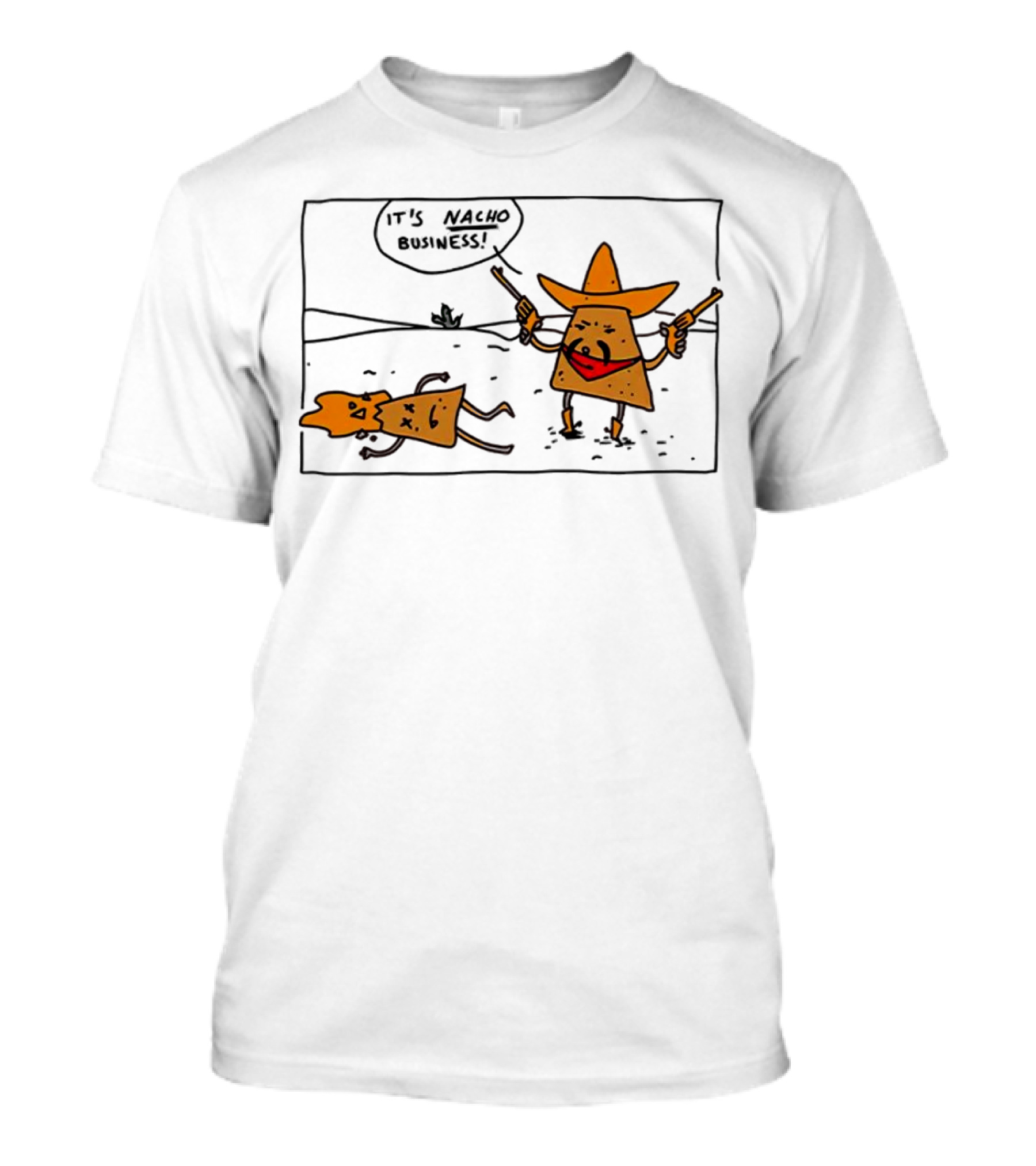 It’s Nacho Business Sombrero Pistols Cartoon Scene T-Shirt