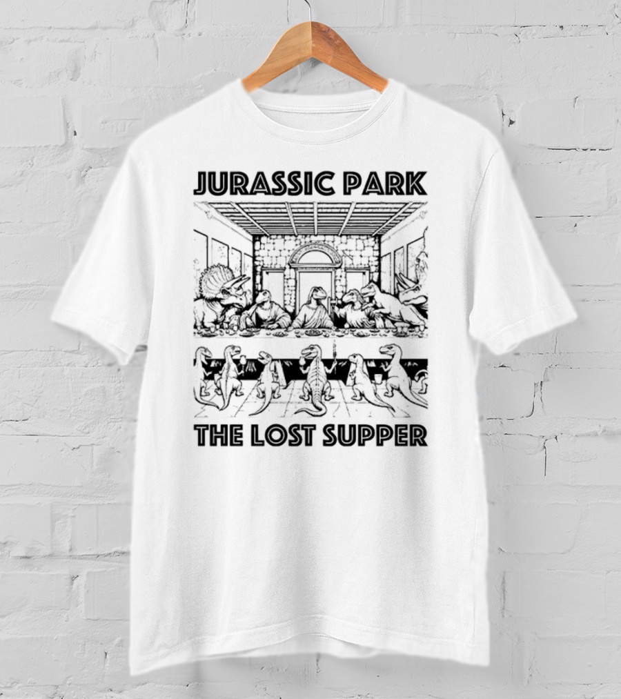 Jurassic Park The Lost Supper Dinosaurs Last Supper Scene T-Shirt