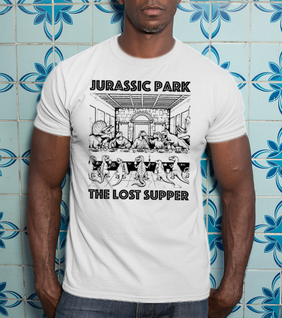 Jurassic Park The Lost Supper Dinosaurs Last Supper Scene T-Shirt