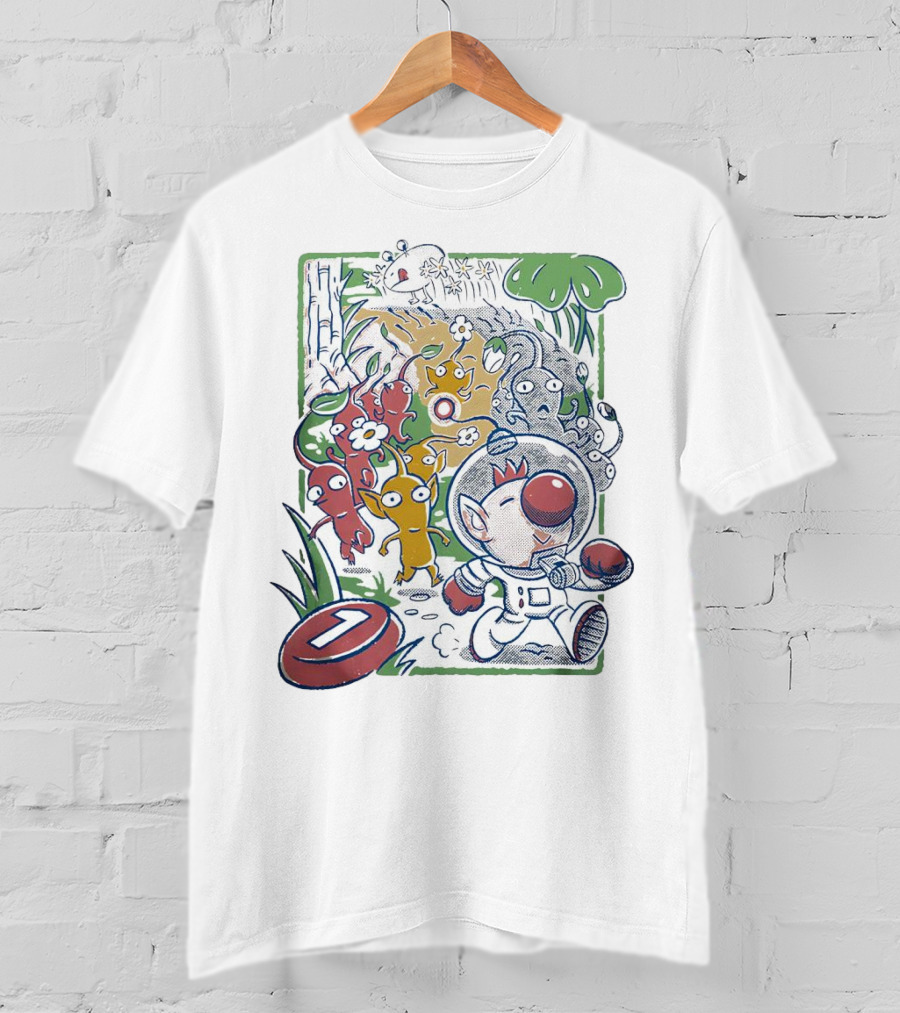 Captain Olimar And Colorful Pikmin Exploration Adventure T-Shirt