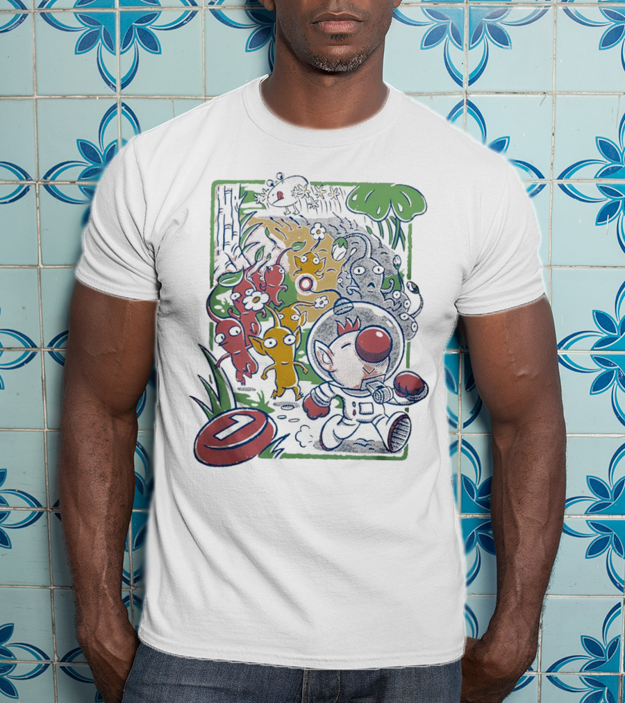 Captain Olimar And Colorful Pikmin Exploration Adventure T-Shirt