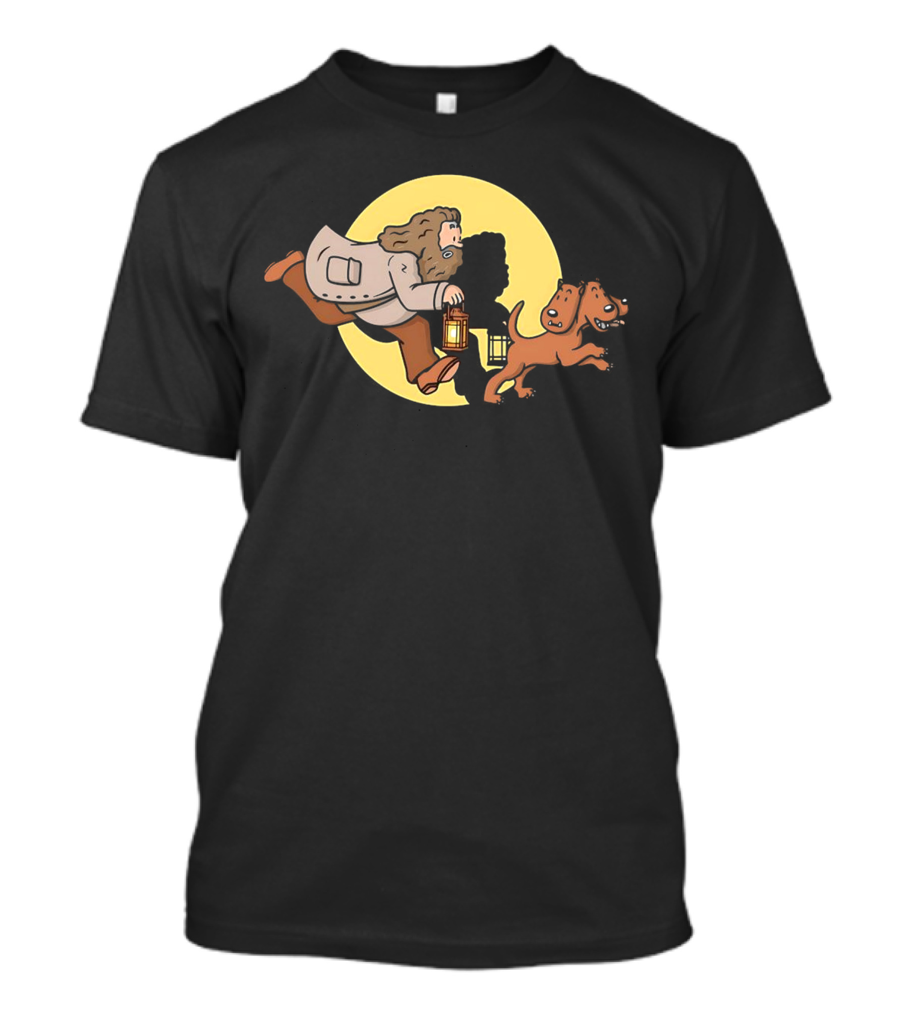 Hagrid And Fluffy Lantern Adventure Moonlit Tintin T-Shirt