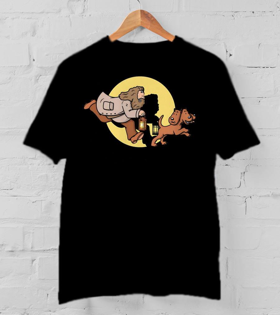 Hagrid And Fluffy Lantern Adventure Moonlit Tintin T-Shirt