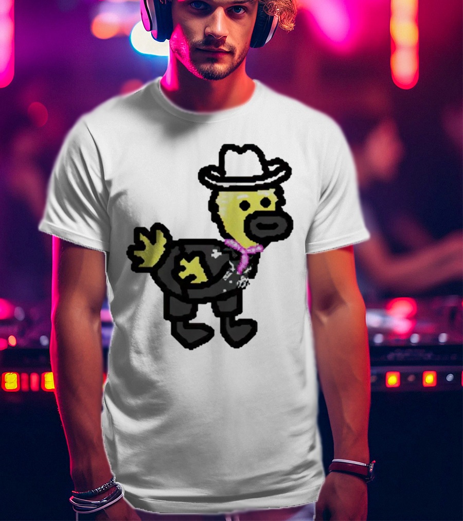 Ken Gosling Pixel Art Cowboy Duck With Hat And Scarf T-Shirt