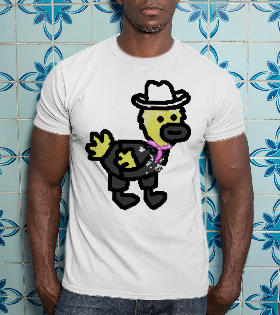 Ken Gosling Pixel Art Cowboy Duck With Hat And Scarf T-Shirt