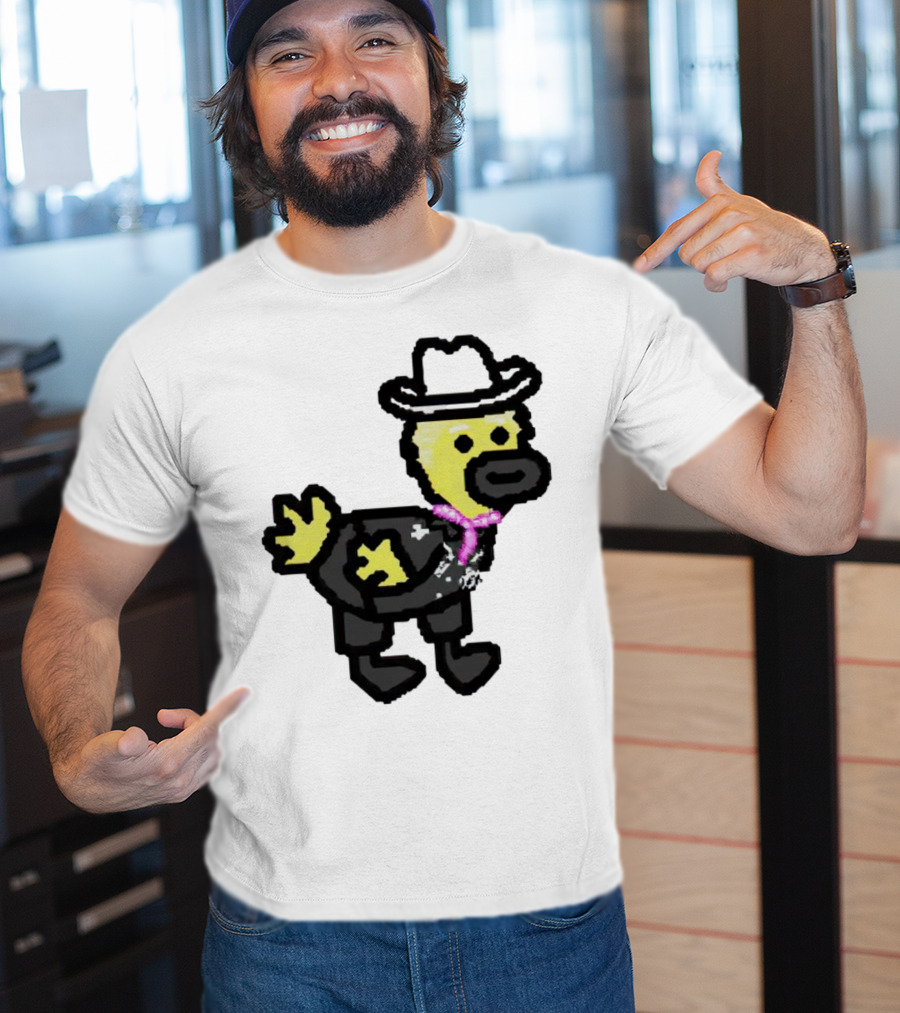 Ken Gosling Pixel Art Cowboy Duck With Hat And Scarf T-Shirt