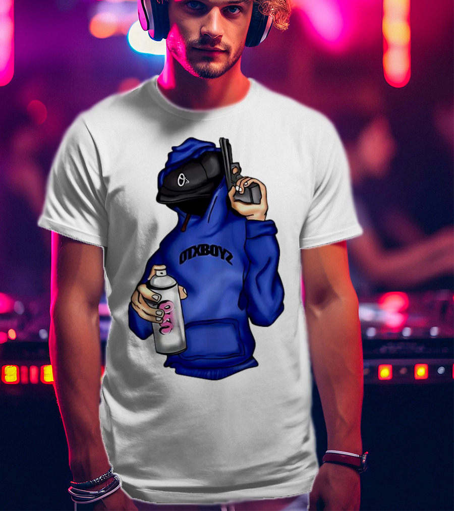 OTXBOYZ Hooded Figure With Spray And Gun T-Shirt