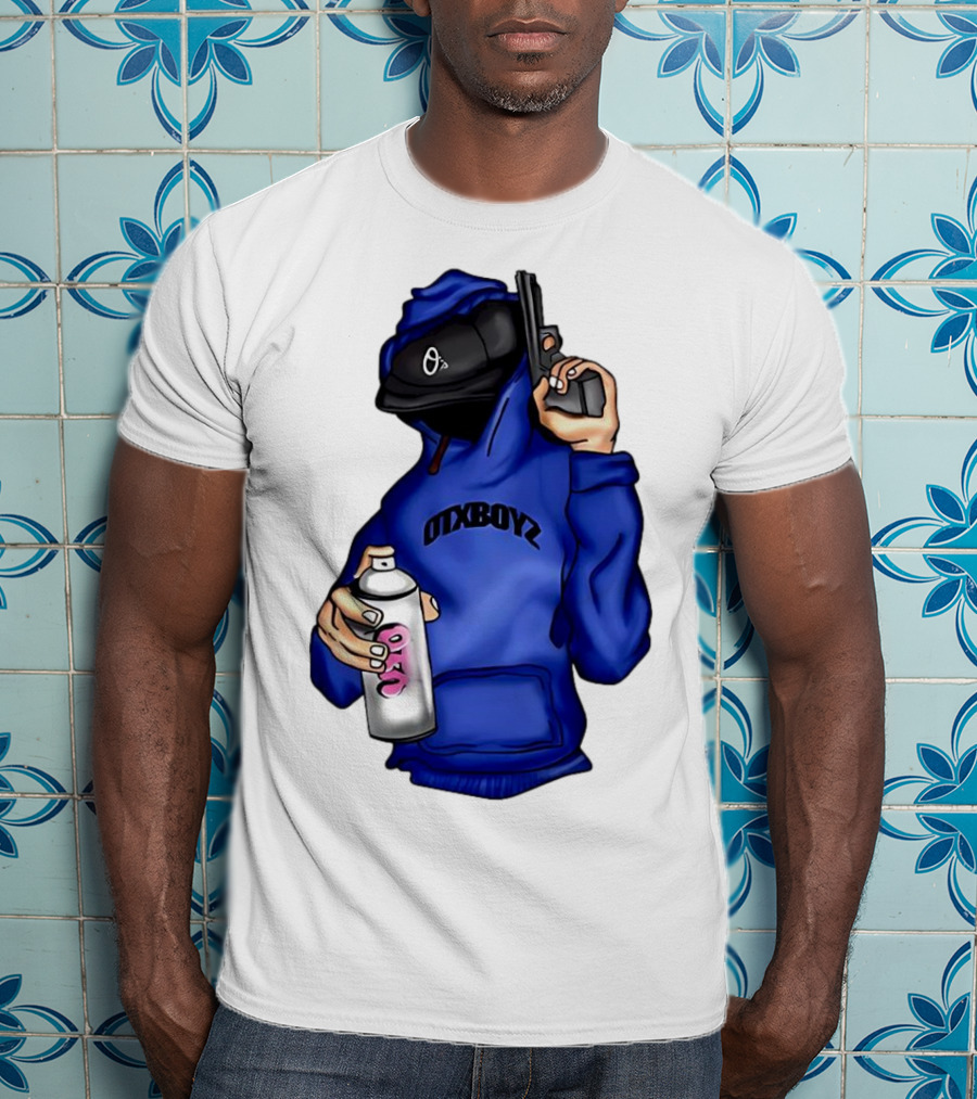 OTXBOYZ Hooded Figure With Spray And Gun T-Shirt