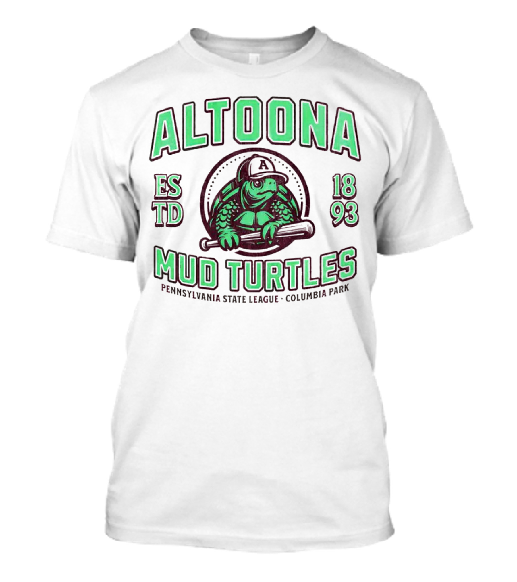 Altoona Mud Turtles Est 1893 Pennsy L A U Columbia Park Baseball T-Shirt