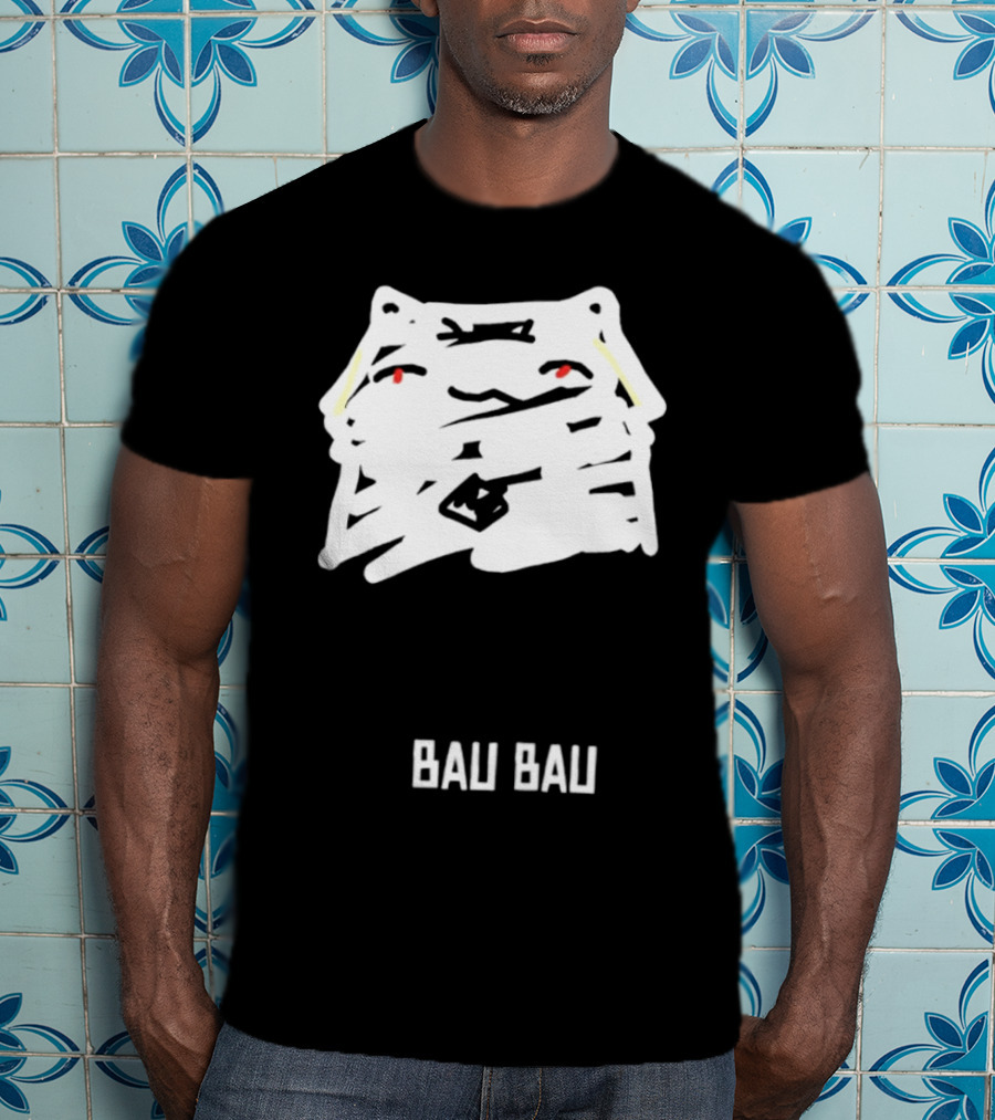 Bau Bau Cat Minimalist Face Sketch T-Shirt