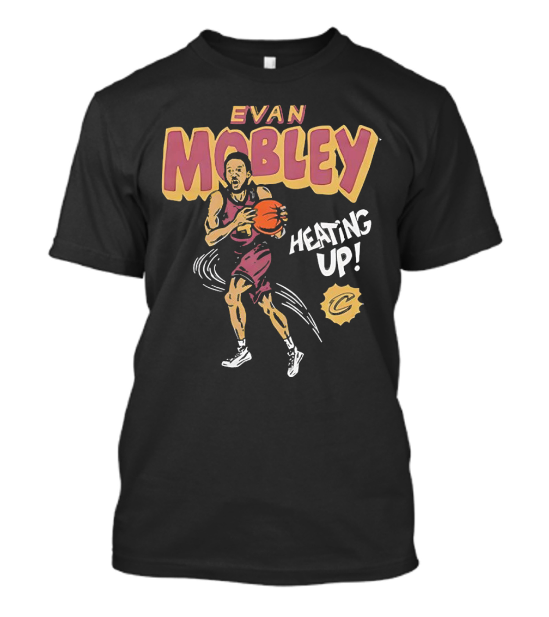 Evan Mobley Heating Up Cleveland Cavaliers Cartoon Basketball Player T-Shirt