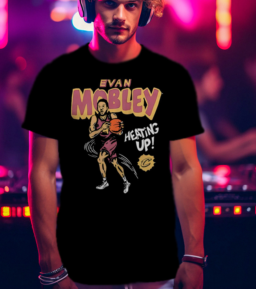 Evan Mobley Heating Up Cleveland Cavaliers Cartoon Basketball Player T-Shirt
