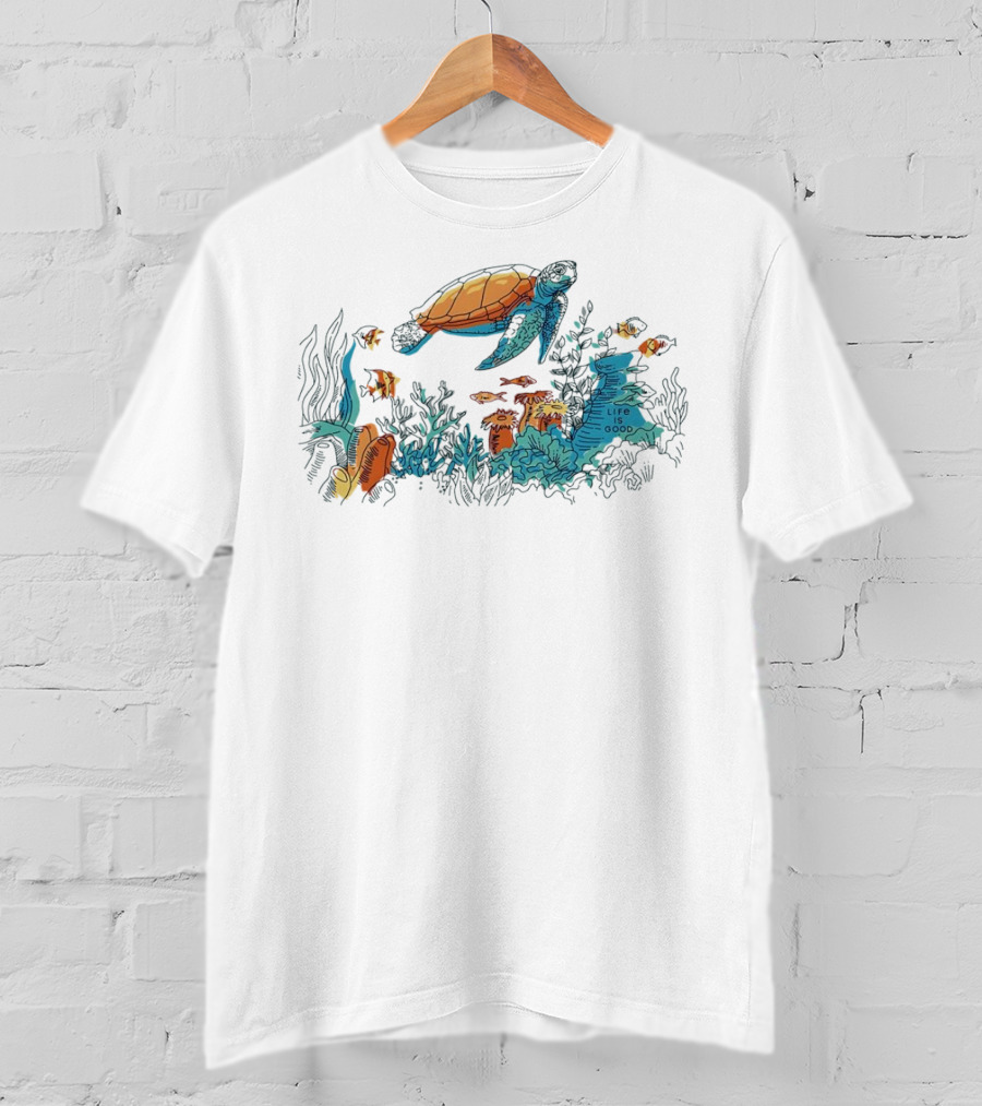 Life Is Good Turtle Oceanscape Boxy Crusher T-Shirt