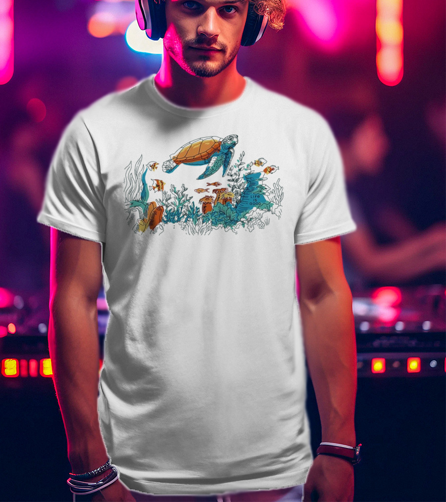 Life Is Good Turtle Oceanscape Boxy Crusher T-Shirt