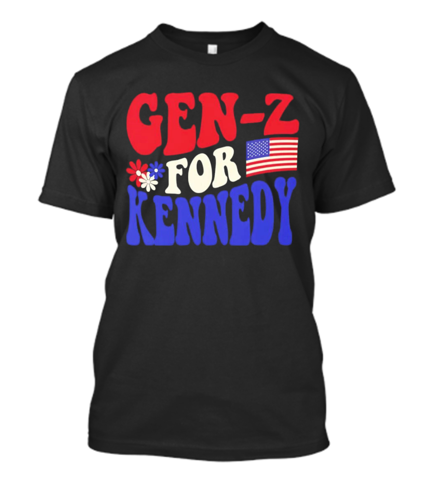 Gen-Z For Kennedy American Flag Retro Flowers T-Shirt