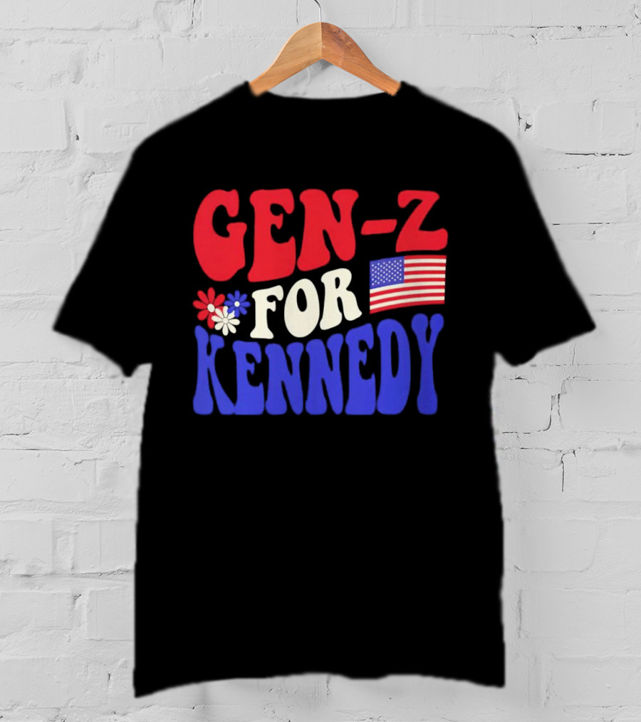 Gen-Z For Kennedy American Flag Retro Flowers T-Shirt