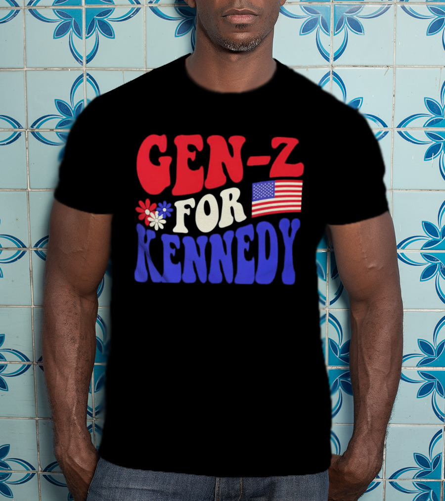 Gen-Z For Kennedy American Flag Retro Flowers T-Shirt