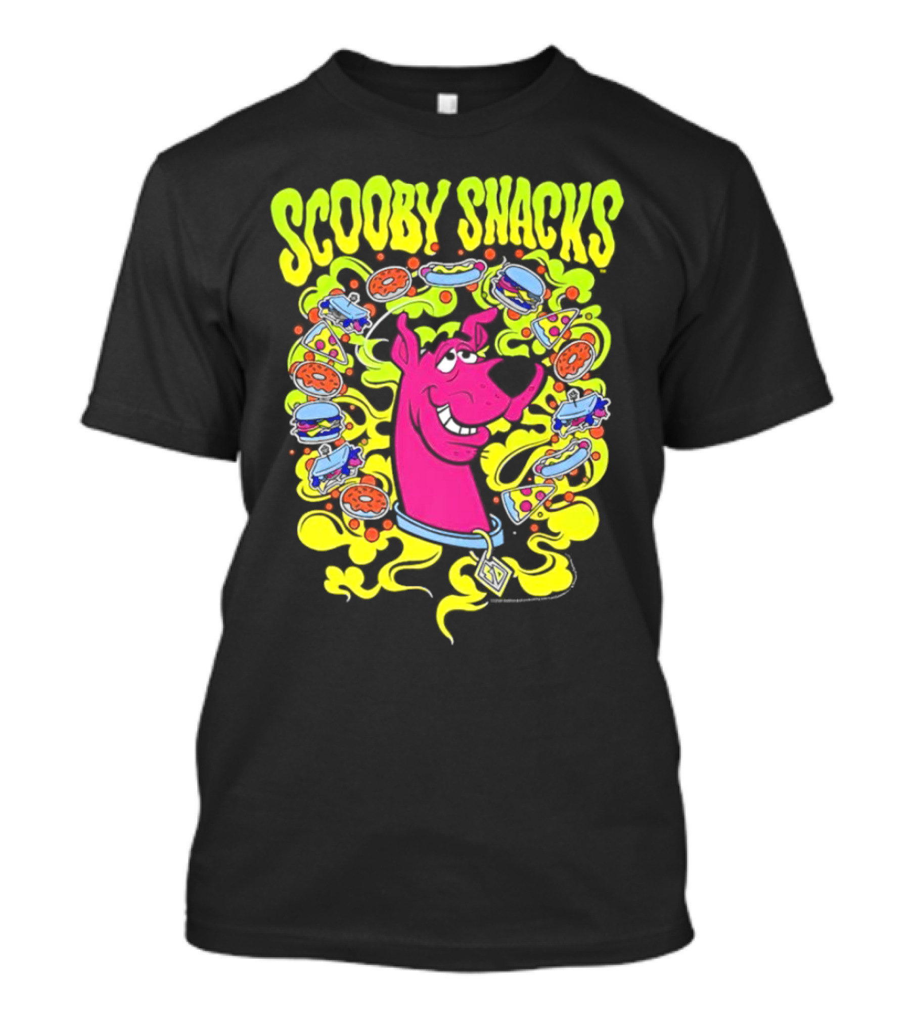 Scooby Snacks Scooby Doo Illustrated Neon Collage T-Shirt
