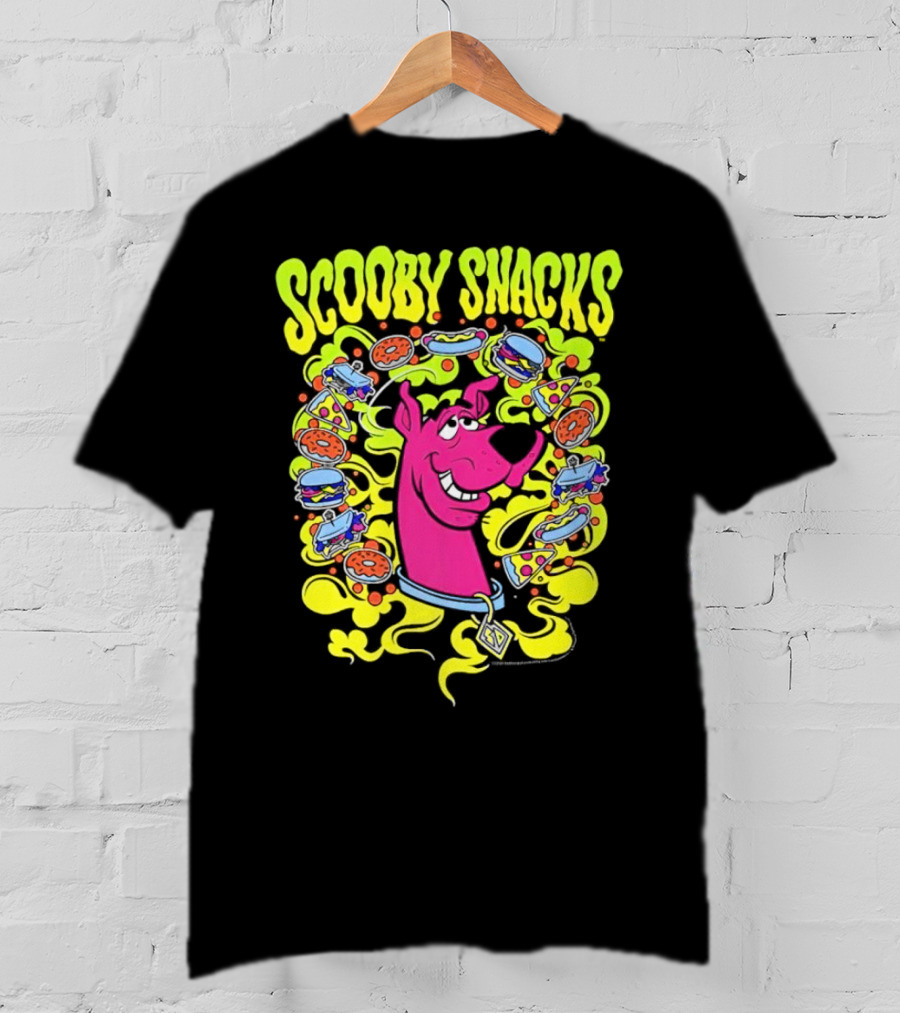 Scooby Snacks Scooby Doo Illustrated Neon Collage T-Shirt