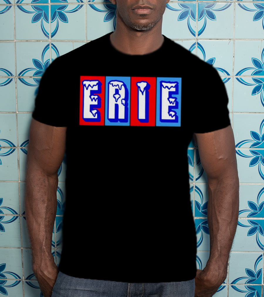 ERIE Ice Block Letters T-Shirt