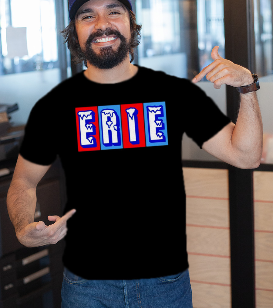 ERIE Ice Block Letters T-Shirt