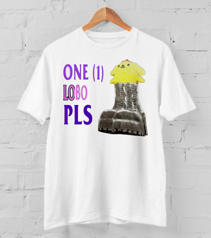 ONE LOBO PLS Yellow Character Black Boots T-Shirt