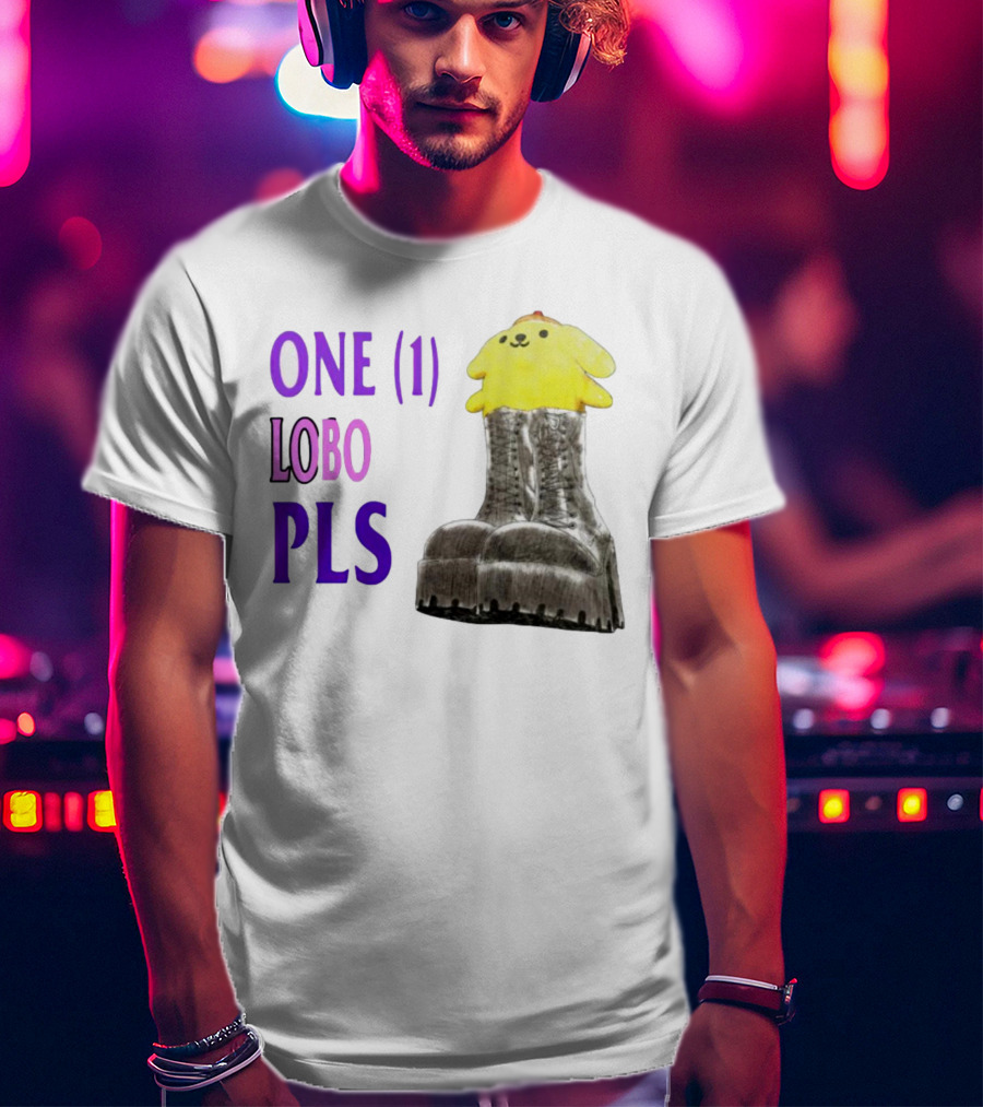 ONE LOBO PLS Yellow Character Black Boots T-Shirt