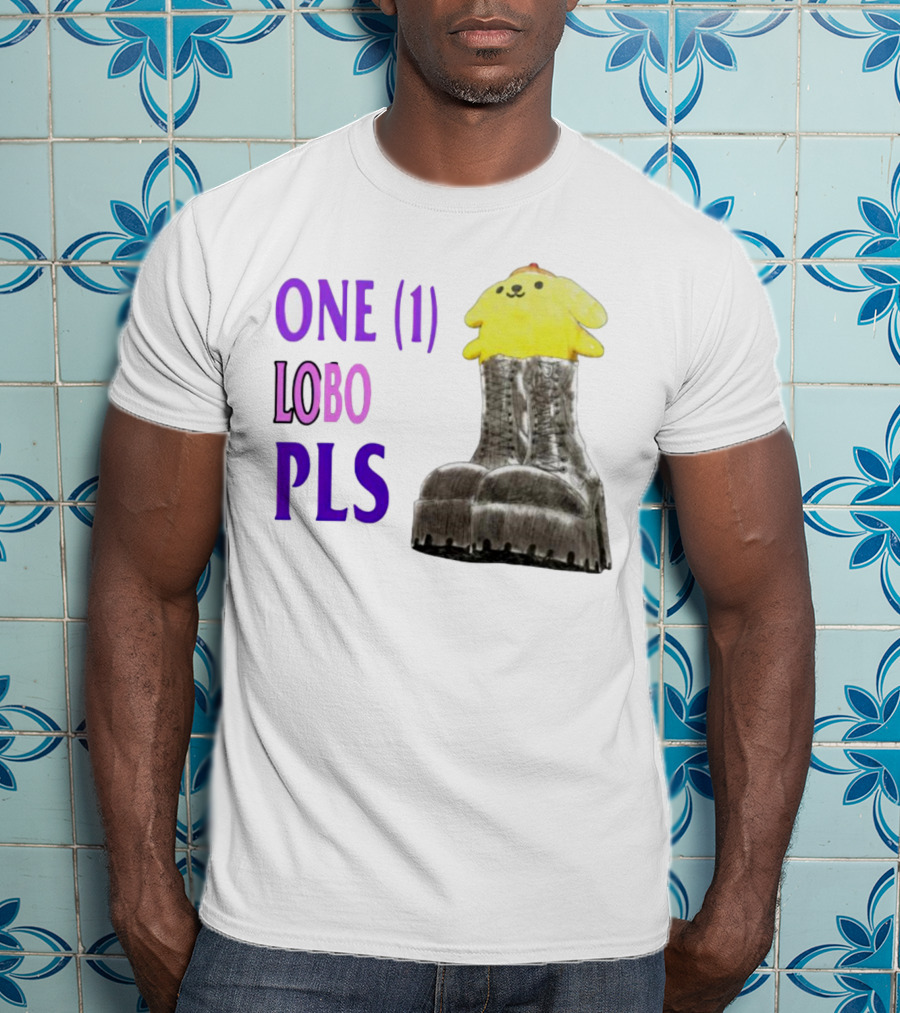 ONE LOBO PLS Yellow Character Black Boots T-Shirt
